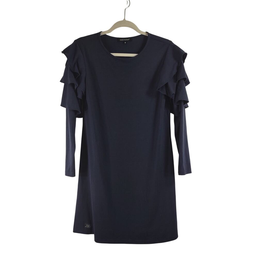 Simply Southern Jersey Knit Dress with Ruffle Sleeve Detail, Size Medium